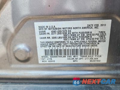 Zdjęcie 13 z 13 samochodu: 2013 MITSUBISHI OUTLANDER SPORT SE VIN:4A4AP4AUXDE016281 - miniatura