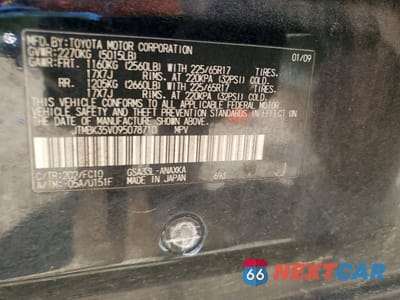 Zdjęcie 12 z 12 samochodu: 2009 TOYOTA RAV4 BASE VIN:JTMBK35V095078710 - miniatura
