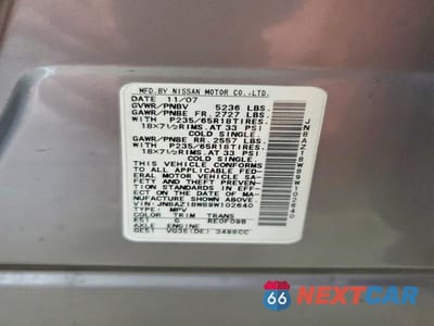 Zdjęcie 12 z 12 samochodu: 2009 NISSAN MURANO S VIN:JN8AZ18W89W102640 - miniatura