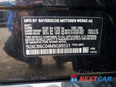 Zdjęcie 12 z 12 samochodu: 2021 BMW X5 XDRIVE40I VIN:5UXCR6C04M9G89531 - miniatura