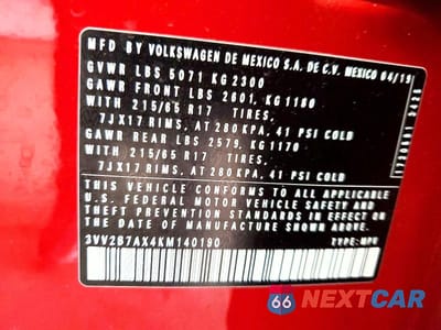 Zdjęcie 14 z 14 samochodu: 2019 VOLKSWAGEN TIGUAN SE VIN:3VV2B7AX4KM140190 - miniatura