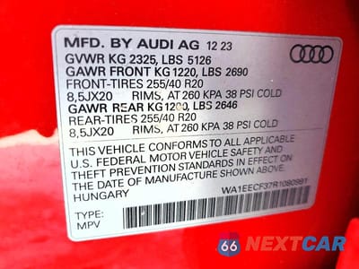Zdjęcie 13 z 13 samochodu: 2024 AUDI Q3 PREMIUM PLUS S LINE 45 VIN:WA1EECF37R1080991 - miniatura