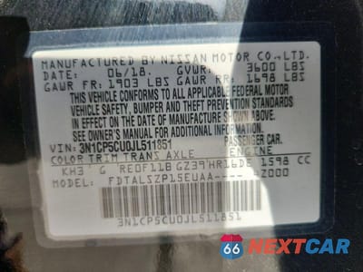 Zdjęcie 12 z 12 samochodu: 2018 NISSAN KICKS SV VIN:3N1CP5CU0JL511851 - miniatura