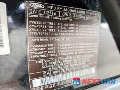 Zdjęcie 12 z 12 samochodu: 2016 LAND ROVER RANGE ROVER SPORT SC VIN:SALWR2EF0GA579898 - miniatura