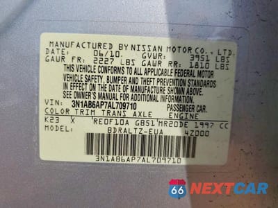 Zdjęcie 12 z 12 samochodu: 2010 NISSAN SENTRA 2.0 VIN:3N1AB6AP7AL709710 - miniatura