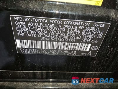 Zdjęcie 12 z 12 samochodu: 2008 LEXUS GS 350 VIN:JTHCE96S780020381 - miniatura