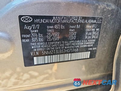 Zdjęcie 12 z 12 samochodu: 2018 HYUNDAI SANTA FE SPORT 2.4L VIN:5NMZT3LB5JH075968 - miniatura