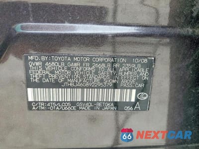 Zdjęcie 12 z 12 samochodu: 2009 LEXUS ES 350 VIN:JTHBJ46G892295379 - miniatura