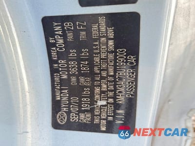 Zdjęcie 12 z 12 samochodu: 2011 HYUNDAI ACCENT VIN:KMHCM3AC7BU199003 - miniatura