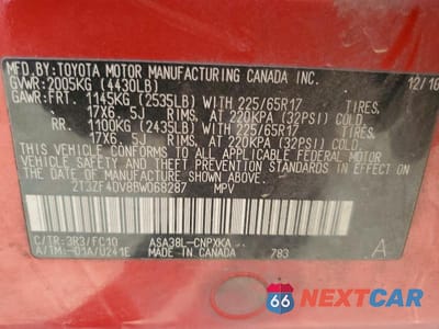Zdjęcie 13 z 13 samochodu: 2011 TOYOTA RAV4 BASE VIN:2T3ZF4DV8BW068287 - miniatura