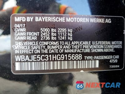 Zdjęcie 12 z 12 samochodu: 2017 BMW 540 I VIN:WBAJE5C31HG915688 - miniatura