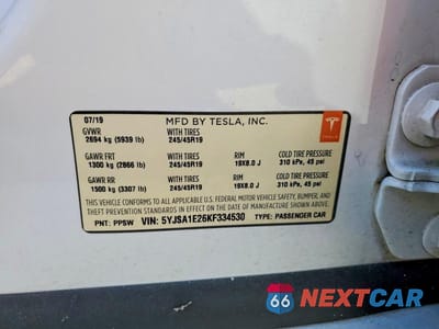 Zdjęcie 12 z 12 samochodu: 2019 TESLA MODEL S VIN:5YJSA1E26KF334530 - miniatura
