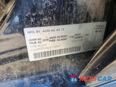 Zdjęcie 12 z 12 samochodu: 2012 AUDI A4 PREMIUM VIN:WAUFFCFL4CA116647 - miniatura