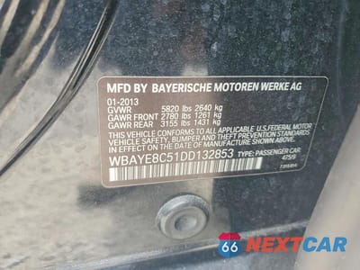 Zdjęcie 12 z 12 samochodu: 2013 BMW 750 LI VIN:WBAYE8C51DD132853 - miniatura