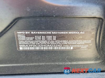 Zdjęcie 12 z 12 samochodu: 2017 BMW 750 I VIN:WBA7F0C32HGM22242 - miniatura