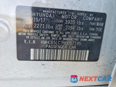 Zdjęcie 12 z 12 samochodu: 2017 HYUNDAI IONIQ BLUE VIN:KMHC65LC7HU057195 - miniatura