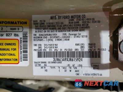 Zdjęcie 12 z 12 samochodu: 2018 LINCOLN MKZ PREMIERE VIN:3LN6L5A9XJR615924 - miniatura