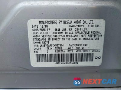 Zdjęcie 12 z 12 samochodu: 2019 INFINITI Q50 3.0T LUXE VIN:JN1EV7AR0KM557874 - miniatura