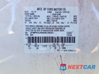 Zdjęcie 13 z 13 samochodu: 2019 FORD EDGE SEL VIN:2FMPK4J94KBC08201 - miniatura