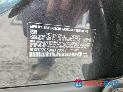Zdjęcie 13 z 13 samochodu: 2019 BMW X3 SDRIVE30I VIN:5UXTR7C59KLF28013 - miniatura