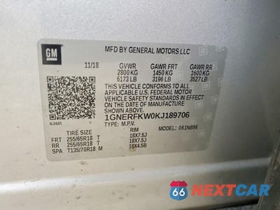Zdjęcie 13 z 13 samochodu: 2019 CHEVROLET TRAVERSE LS VIN:1GNERFKW0KJ189706 - miniatura