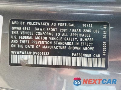 Zdjęcie 12 z 12 samochodu: 2013 VOLKSWAGEN EOS LUX VIN:WVWFW8AH1DV004532 - miniatura