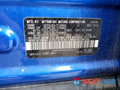 Zdjęcie 13 z 13 samochodu: 2019 MITSUBISHI ECLIPSE CROSS SE VIN:JA4AT5AA6KZ024313 - miniatura