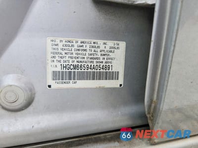 Zdjęcie 12 z 12 samochodu: 2004 HONDA ACCORD EX VIN:1HGCM66594A054891 - miniatura