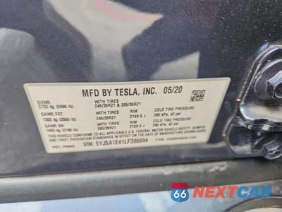 Zdjęcie 12 z 12 samochodu: 2020 TESLA MODEL S VIN:5YJSA1E41LF396694 - miniatura