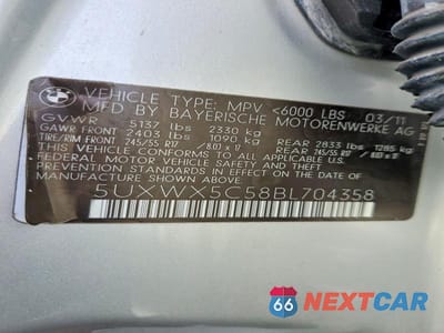 Zdjęcie 13 z 13 samochodu: 2011 BMW X3 XDRIVE28I VIN:5UXWX5C58BL704358 - miniatura