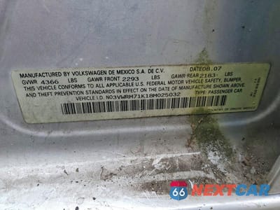 Zdjęcie 12 z 12 samochodu: 2008 VOLKSWAGEN JETTA SE VIN:3VWRM71K18M025032 - miniatura