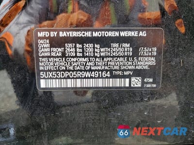 Zdjęcie 14 z 14 samochodu: 2024 BMW X3 XDRIVE30I VIN:5UX53DP05R9W49164 - miniatura