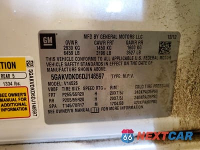 Zdjęcie 13 z 13 samochodu: 2013 BUICK ENCLAVE VIN:5GAKVDKD6DJ146597 - miniatura