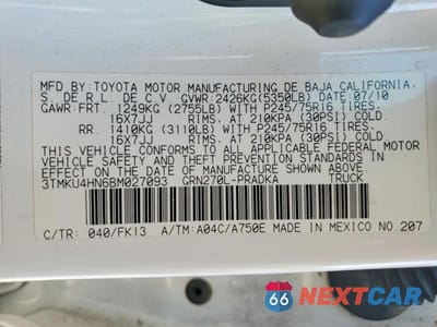 Zdjęcie 12 z 12 samochodu: 2011 TOYOTA TACOMA PRERUNNER V6 VIN:3TMKU4HN6BM027093 - miniatura