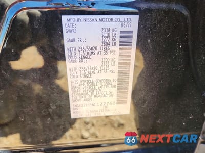 Zdjęcie 14 z 14 samochodu: 2022 NISSAN MURANO SV VIN:5N1AZ2BJ3NC127760 - miniatura
