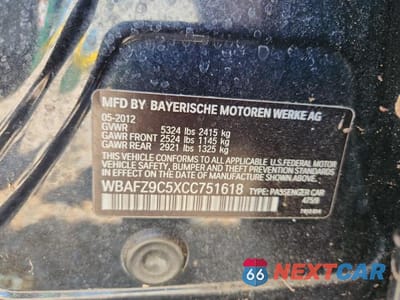 Zdjęcie 12 z 12 samochodu: 2012 BMW 535 I VIN:WBAFZ9C5XCC751618 - miniatura