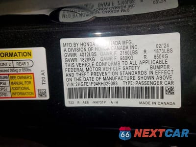 Zdjęcie 13 z 13 samochodu: 2024 HONDA CIVIC TOURING VIN:2HGFE1F94RH329088 - miniatura