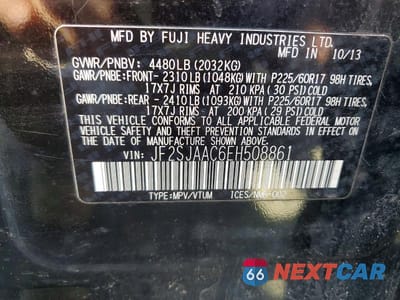 Zdjęcie 13 z 13 samochodu: 2014 SUBARU FORESTER 2.5I VIN:JF2SJAAC6EH508861 - miniatura