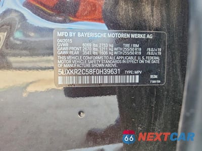 Zdjęcie 13 z 13 samochodu: 2015 BMW X5 SDRIVE35I VIN:5UXKR2C58F0H39631 - miniatura