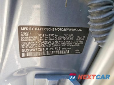 Zdjęcie 13 z 13 samochodu: 2013 BMW X3 XDRIVE35I VIN:5UXWX7C51DL981819 - miniatura