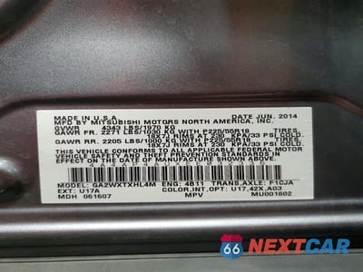 Zdjęcie 13 z 13 samochodu: 2014 MITSUBISHI OUTLANDER SPORT SE VIN:4A4AP4AUXEE032336 - miniatura