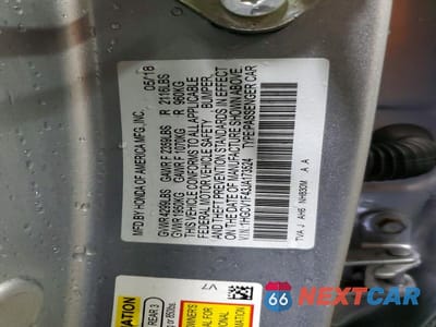 Zdjęcie 12 z 12 samochodu: 2018 HONDA ACCORD EX VIN:1HGCV1F43JA173524 - miniatura