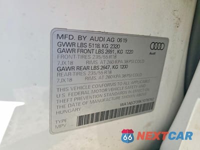 Zdjęcie 12 z 12 samochodu: 2019 AUDI Q3 PREMIUM VIN:WA1AECF39K1078762 - miniatura