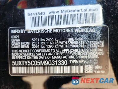 Zdjęcie 13 z 13 samochodu: 2021 BMW X3 XDRIVE30I VIN:5UXTY5C05M9G31330 - miniatura