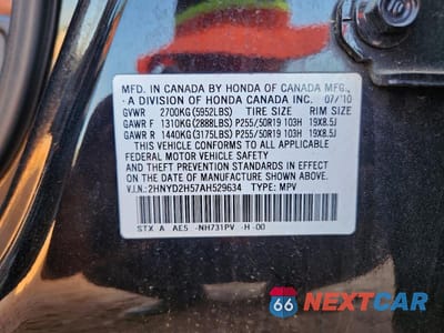 Zdjęcie 13 z 13 samochodu: 2010 ACURA MDX ADVANCE VIN:2HNYD2H57AH529634 - miniatura