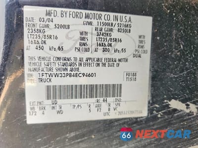 Zdjęcie 13 z 13 samochodu: 2004 FORD F350 SUPER DUTY VIN:1FTWW33P84EC94601 - miniatura