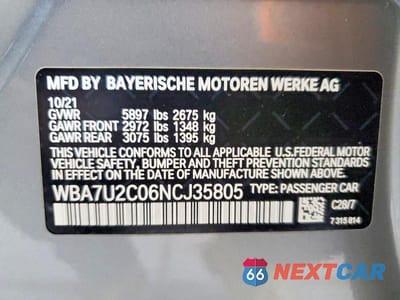 Zdjęcie 13 z 13 samochodu: 2022 BMW 750 XI VIN:WBA7U2C06NCJ35805 - miniatura