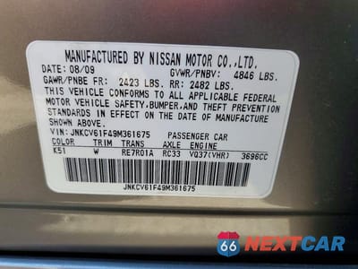 Zdjęcie 12 z 12 samochodu: 2009 INFINITI G37 SEDAN X VIN:JNKCV61F49M361675 - miniatura