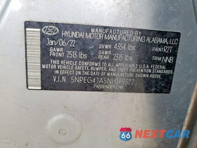Zdjęcie 12 z 12 samochodu: 2022 HYUNDAI SONATA SE VIN:5NPEG4JA5NH149322 - miniatura