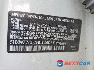 Zdjęcie 13 z 13 samochodu: 2017 BMW X3 SDRIVE28I VIN:5UXWZ7C57H0T44077 - miniatura